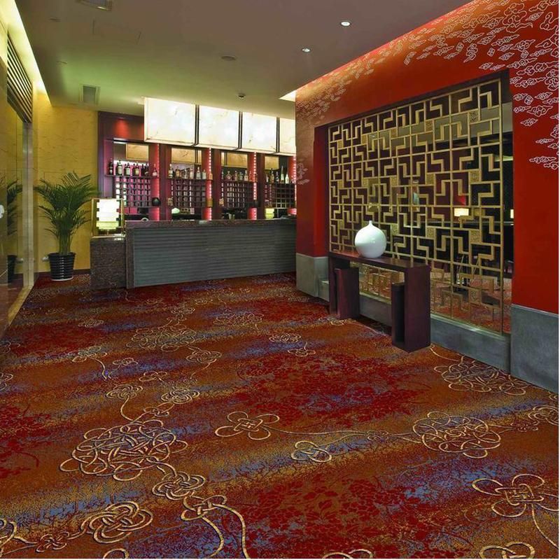 Luxus Roter Wolle Casino Teppich - Maschinengewebt